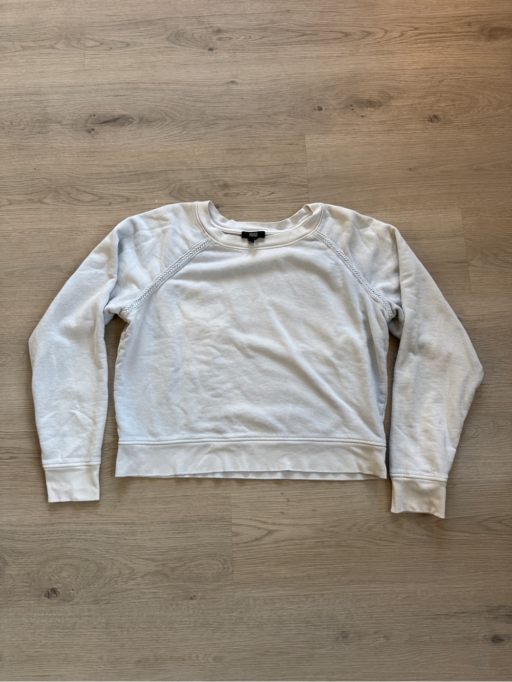 PAIGE Light Blue Crewneck Sweatshirt Braided Design Coastal Grandma Everyday